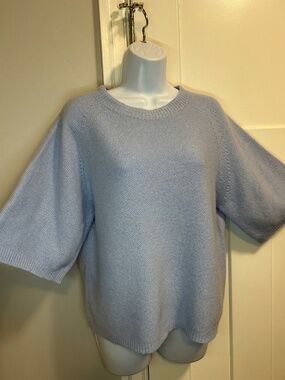 Bianco & BLU merino/ cashmere blend short sleeve sweater top Size L Made in Ital